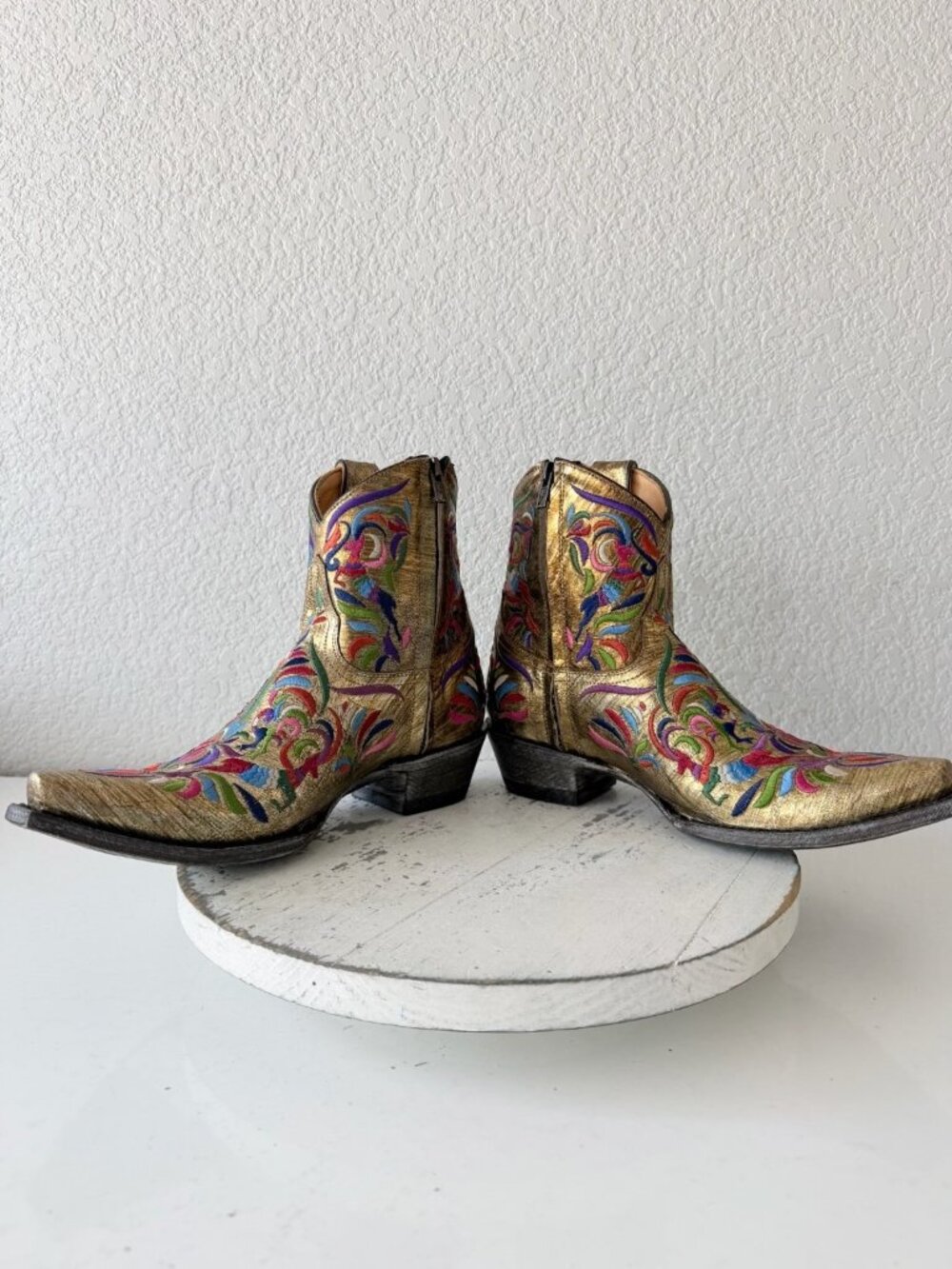 Old Gringo TAOS FIESTA Short Gold Boots Colorful Cowboy Womens 7.5 Snip Toe NEW - Picture 7 of 11
